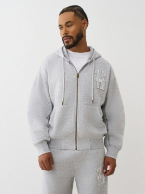 Horseshoe Appliqué Zip Hoodie