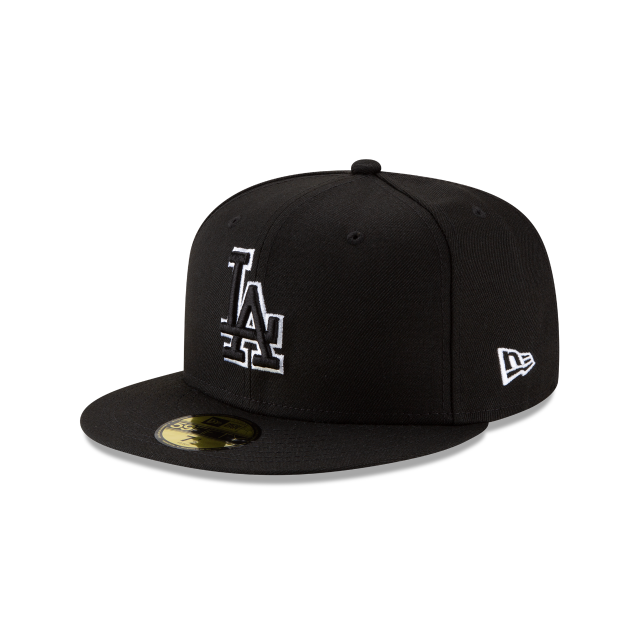 Los Angeles Dodgers Outline 59FIFTY Fitted Hat - Black