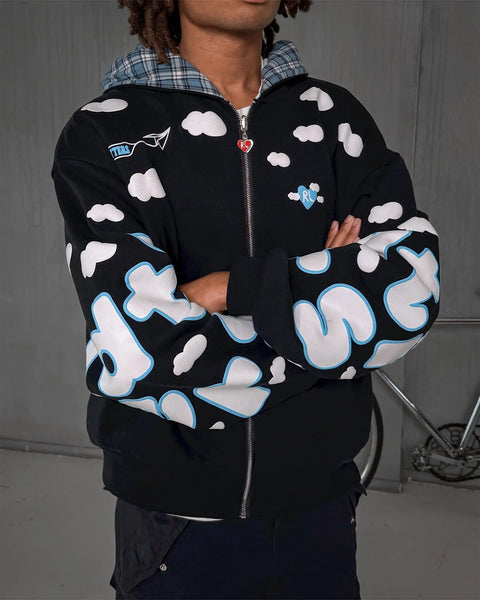 Fly Me To The Moon Reversible Scattered Zip Up
