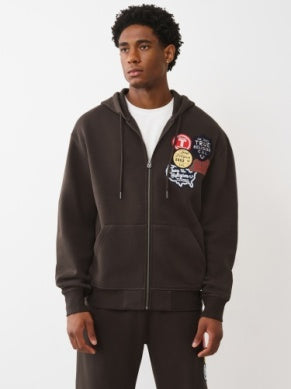 Vintage Patch Zip Hoodie